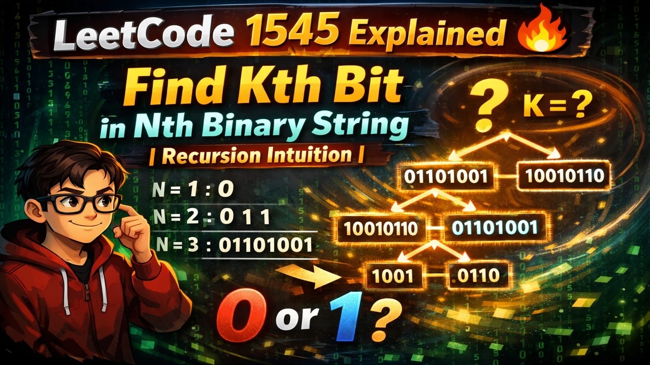 LeetCode 1545 Explained 🔥| Find Kth Bit in Nth Binary String | Recursion Intuition