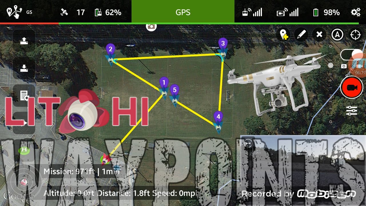 LITCHI APP for DJI PHANTOM 3 - WAYPOINTS