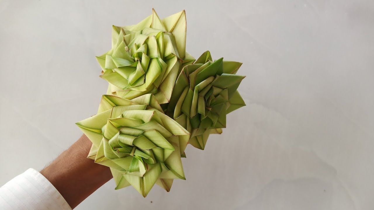Cách làm hoa hồng bằng lá dừa đơn giản, đẹp (c. 2)