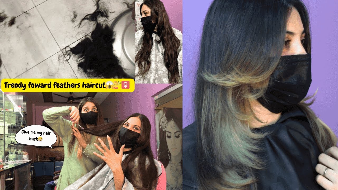Cutting extreme long hair to short Trendy forward feather haircut 😱😍💇‍♀️||vlogs with Rida n Hoori