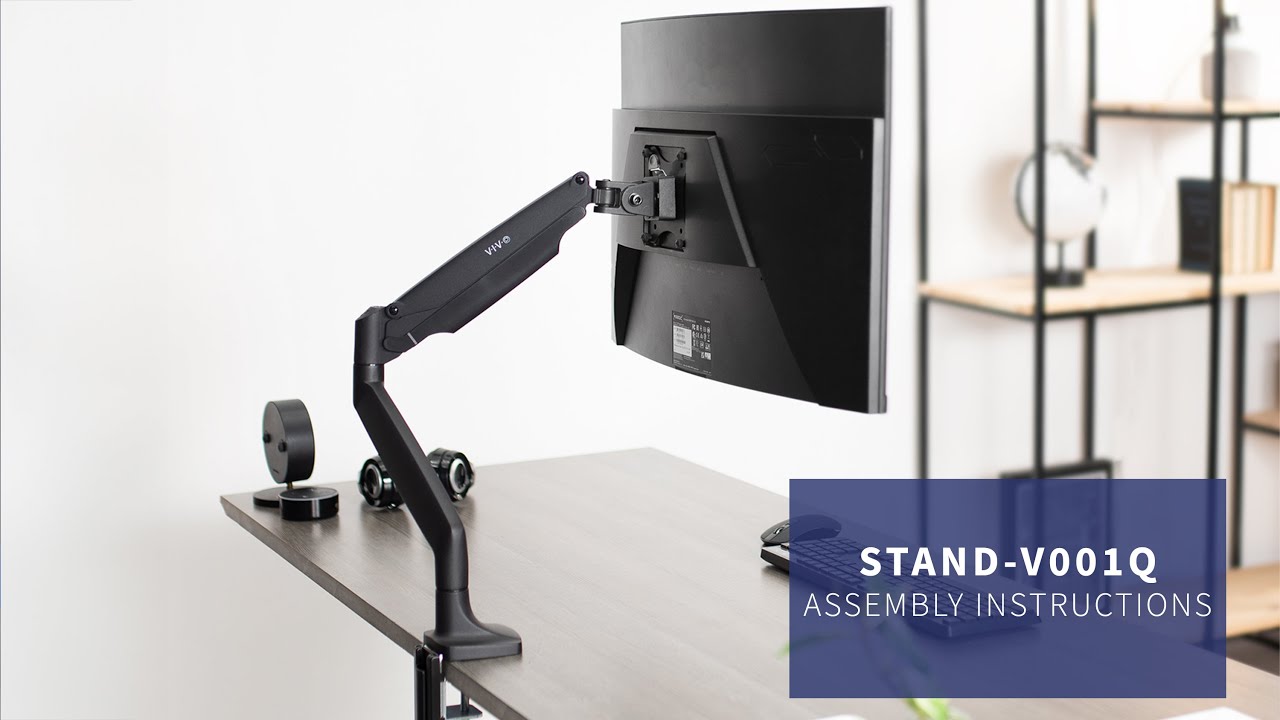 STAND-V001Q Pneumatic Arm Single Monitor Desk Mount Assembly by VIVO