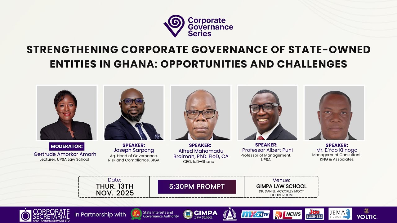 LIVE: Strengthening Corporate Governance of State-Owned Entities in Ghana Opportunities & Challenges