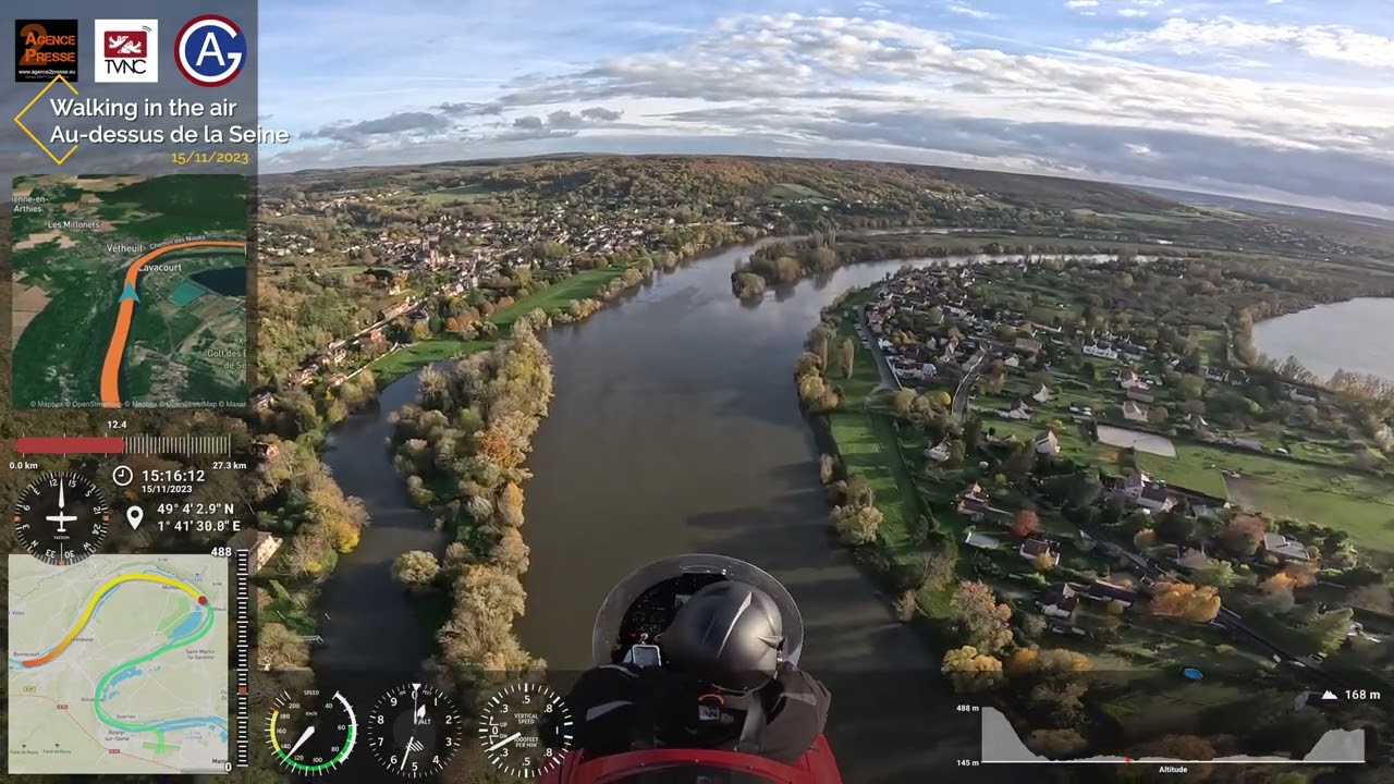 Walking in the air - La Seine, entre Vernon et Mantes-la-Jolie sur un autogire Magni M22 Voyager