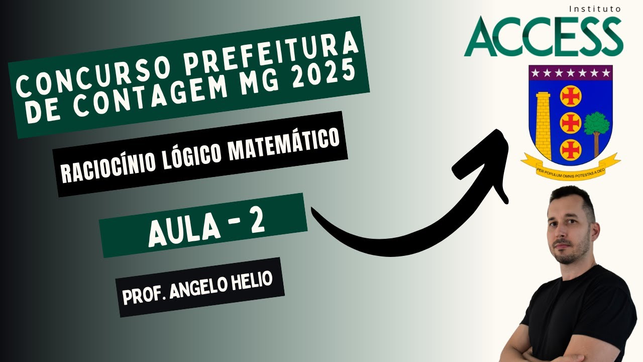 Concurso Prefeitura de Contagem MG 2025 | Raciocínio Lógico e Matemático | Instituto ACCESS | Aula 2