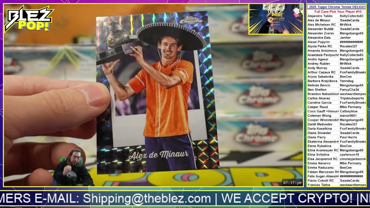 2025 Topps Chrome Tennis Delight 12 Box Full Case Pick Your Player #10