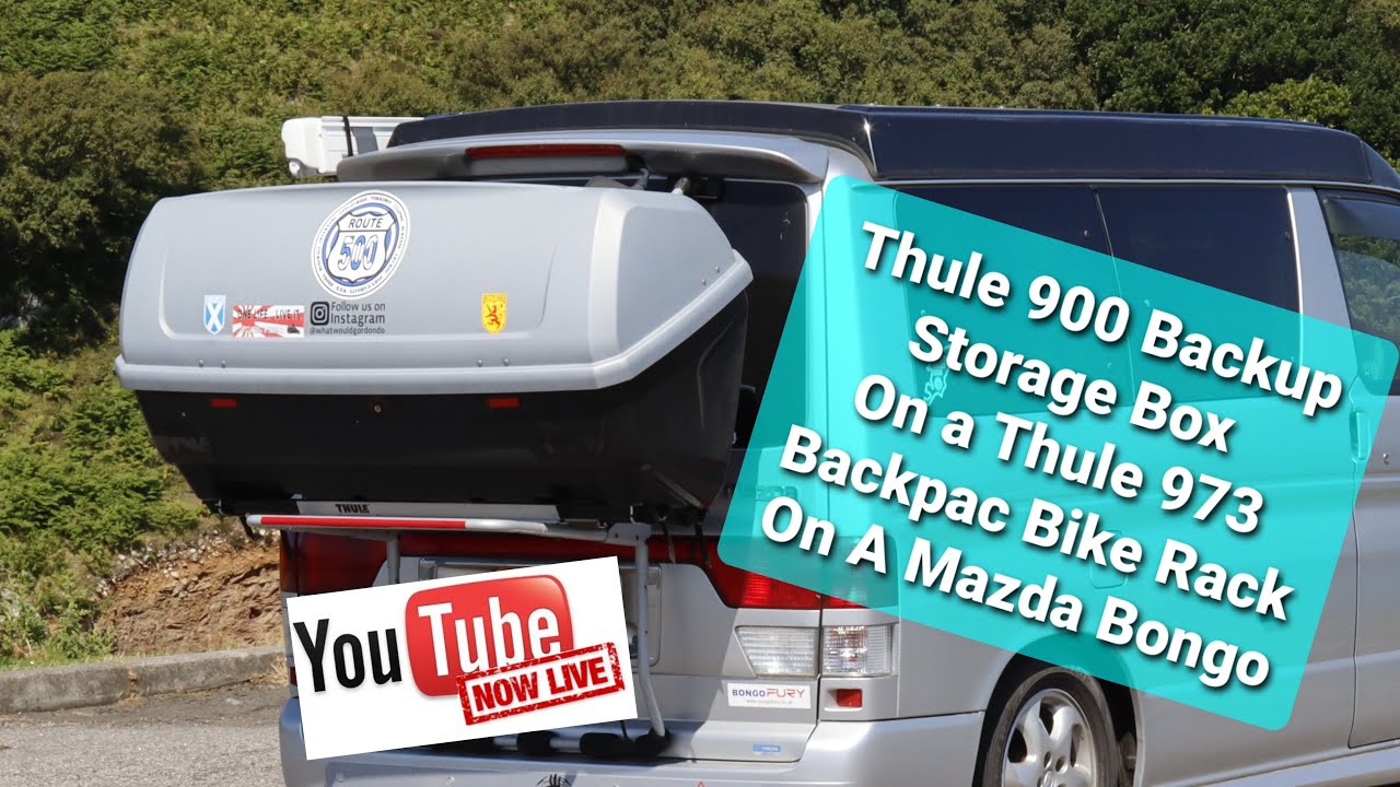 Thule Backup 900 Storage Box On A Thule 973 Backpac Bike Rack On A Mazda Bongo