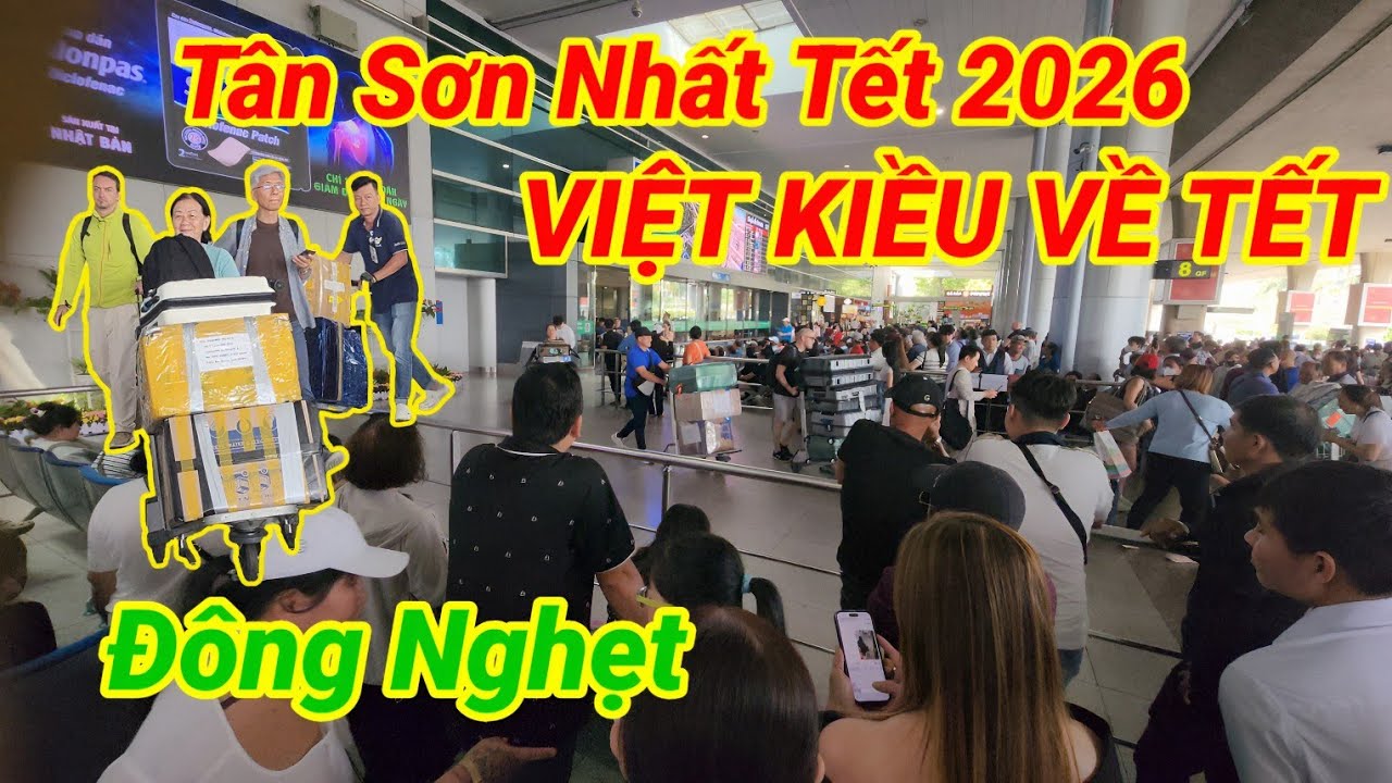 Bất Ngờ Đông Nghẹt Sân Bay Tân Sơn Nhất Việt Kiều Mỹ về nước Tết 2026