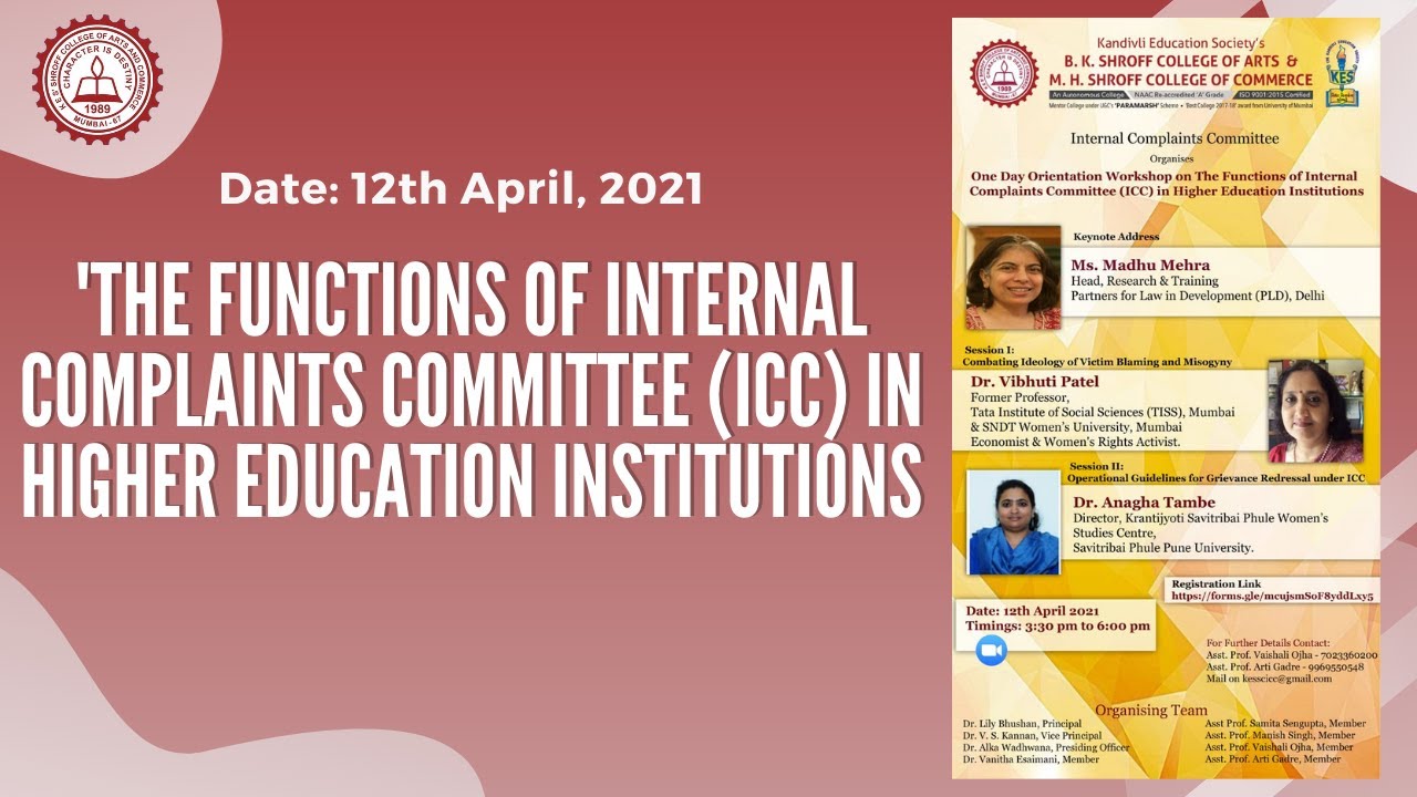 Workshop on the Functions of Internal Complaints Committee in higher education | 12.04.2021 |