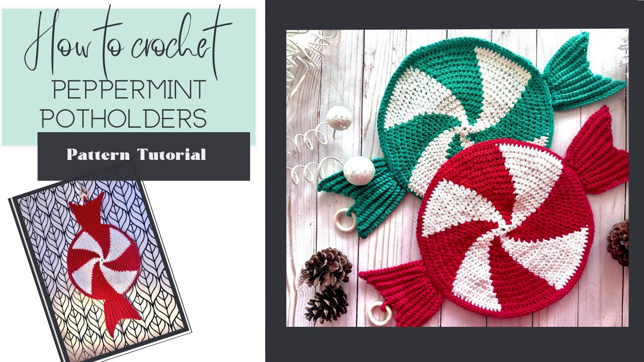 Crochet Christmas Peppermint Potholder pattern