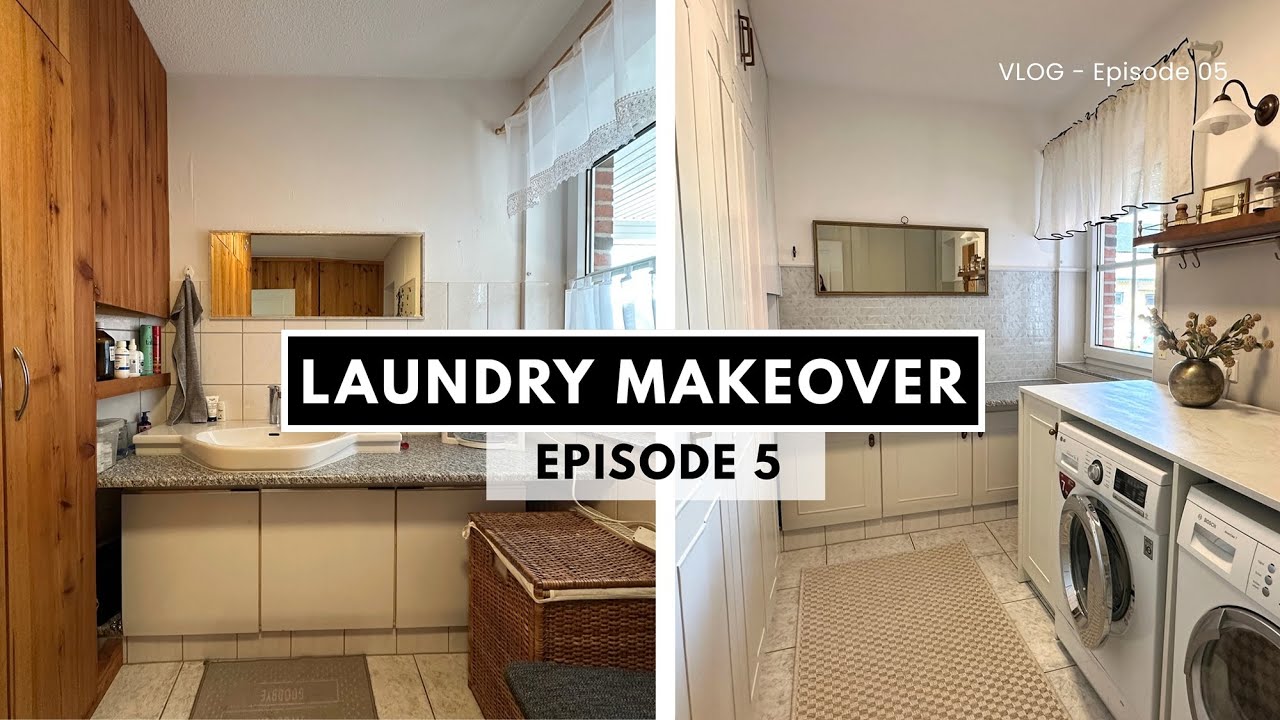 DIY Laundry Room Makeover – Episode 5: Faux Backsplash & Mirror DIY