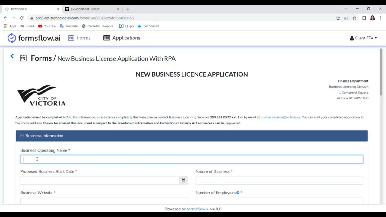 formsflow.ai Robocorp RPA integration demo