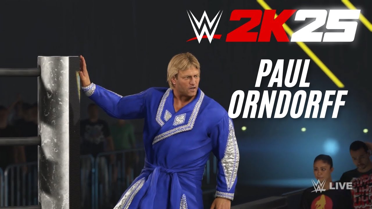 WWE 2K25 - Пол Орндорфф (выход, автограф, финишер, победа) [камера от третьего лица включена]