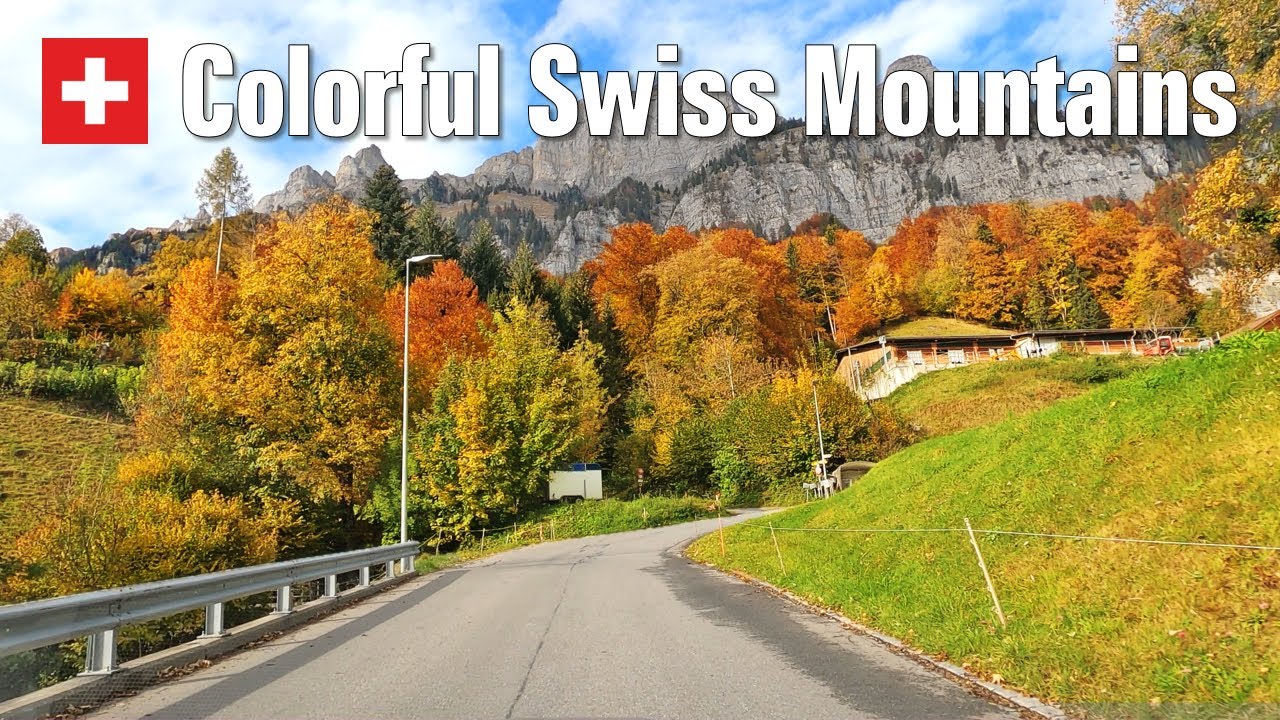 Colorful Fall | Autumn in the Swiss mountains 🍂 Driving on Scenic Routes Switzerland [4K]