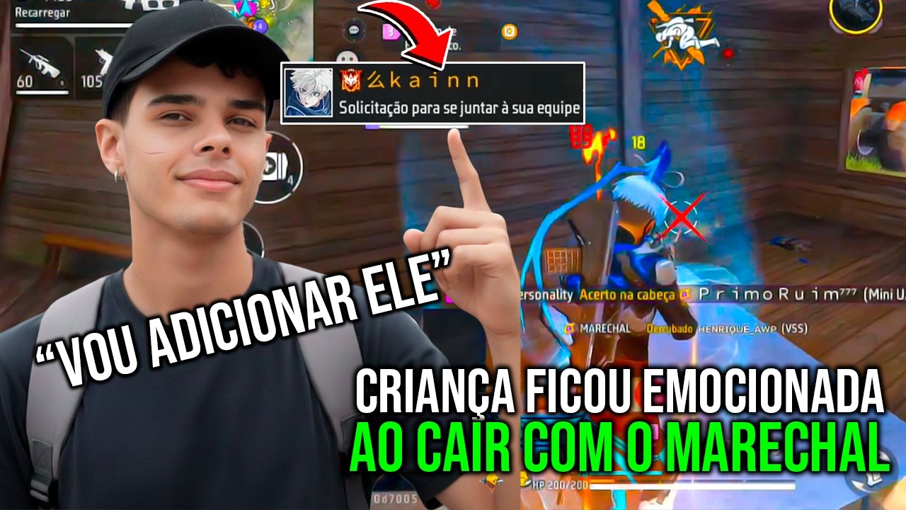CRIANÇA FICOU EMOCIONADA AO CAIR COM O MARECHAL NO BR RANK #freefire #marechal #ranqueada #ff #fyp!!