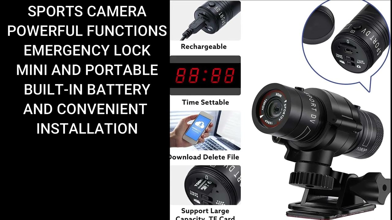 Bicycle Motorbike Helmet Camera, HD 1080P Sports Action Camera, for Outdoor Wilderness (0G)