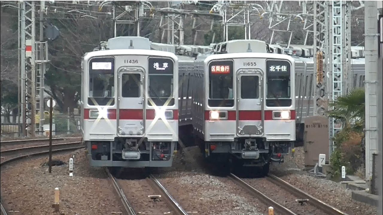 【東武伊勢崎線 複々線区間並走】東武伊勢崎線 複々線区間 西新井駅にて並走シーンを撮影