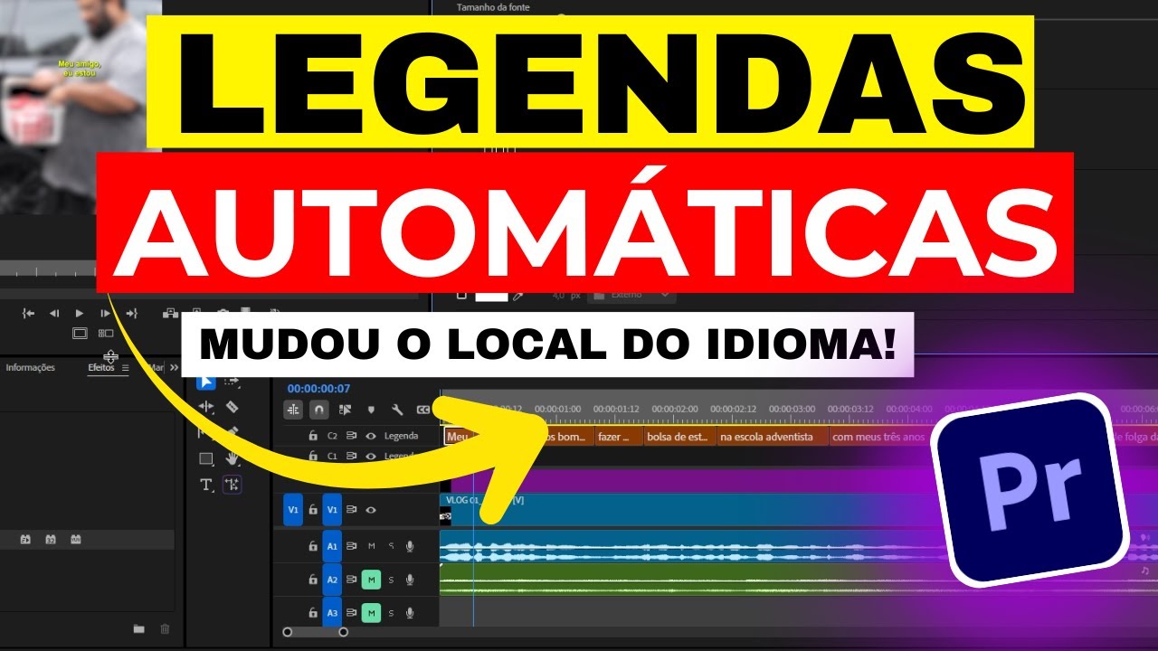 🟣Como Fazer LEGENDAS Autom&aacute;ticas no PREMIERE (Nova Op&ccedil;&atilde;o de Idioma 2025)