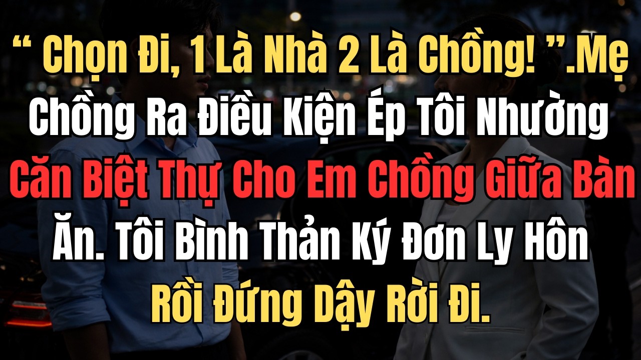 “Chọn Đi, Một Là Nhà, Hai Là Chồng!” Mẹ Chồng  Ra Điều Kiện Ép Tôi Nhường Căn Biệt Thự Cho Em Chồng.