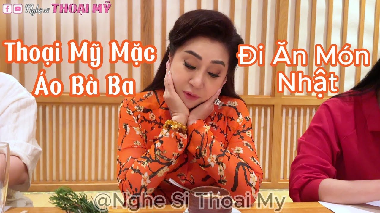 Thoại Mỹ mặc áo bà ba đi ăn món Nhật