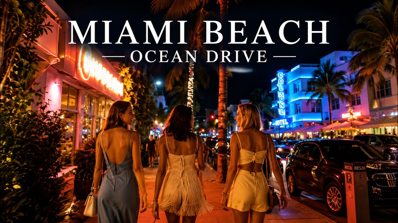 Friday Night Walk 🌴 Ocean Drive | Miami Beach Vibes in 8 Minutes 🇺🇸