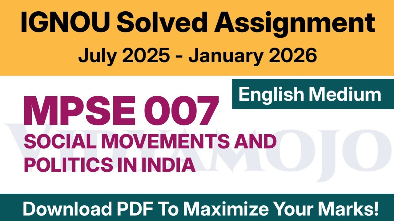 IGNOU MPSE 007 Solved Assignment 2025-26 English Medium PDF Download