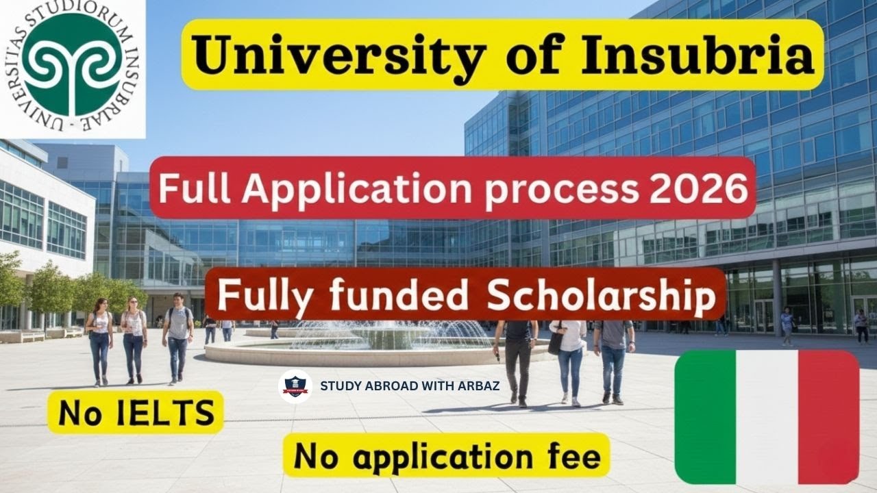 Study in Italy 2026: University of Insubria Full Process | No IELTS, No Fee + €7,000 Scholarship!