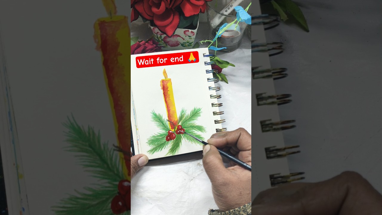 Easy Christmas Candle Painting 🎨 | Satisfying Art Video 🎄🕯️