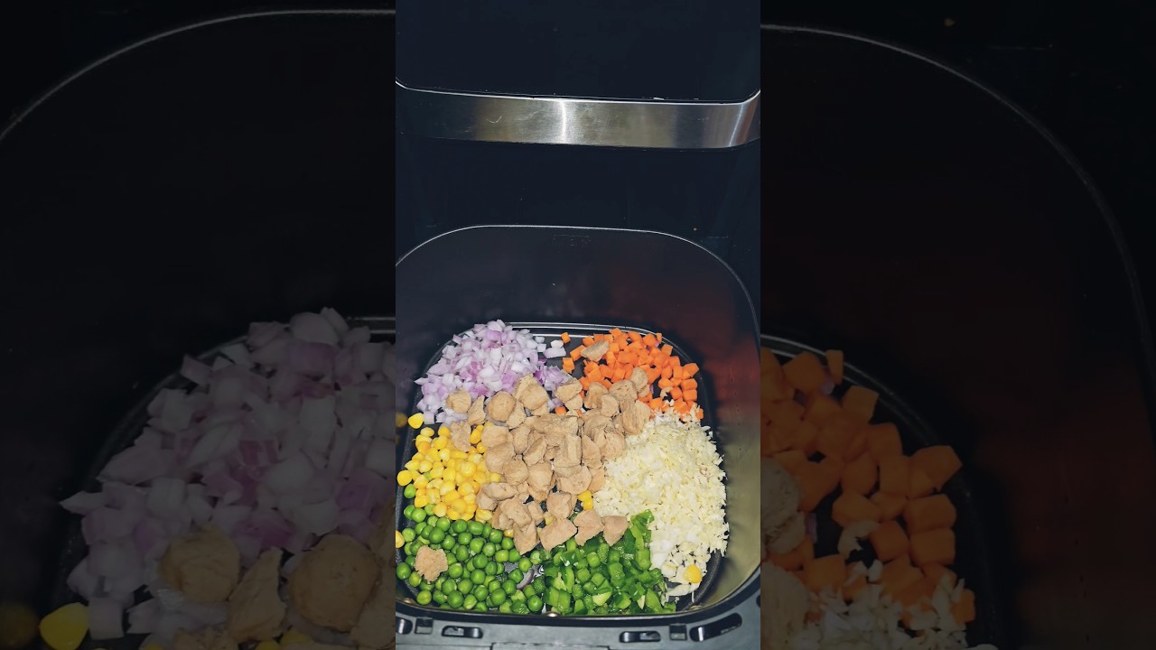 Air Fryer Fried Rice - Easy Dinner Idea #guiltfreesnacks #recipe #friedrice #shorts #reels #cooking