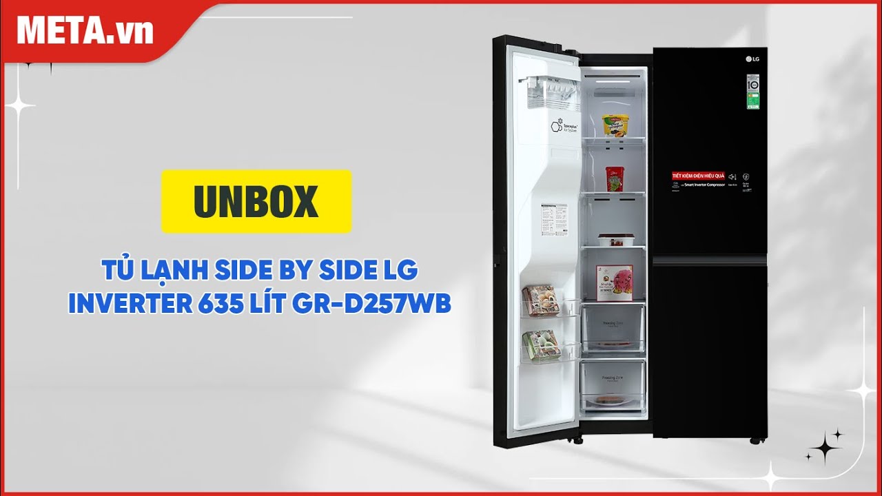 Unbox tủ lạnh Side by side LG Inverter 635 l&iacute;t GR-D257WB | META.vn