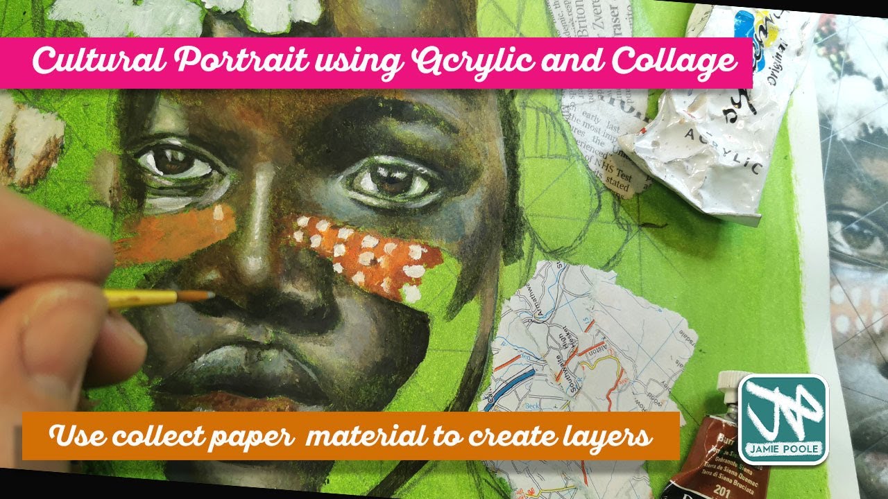Cultural Portrait in Acrylic with Collage