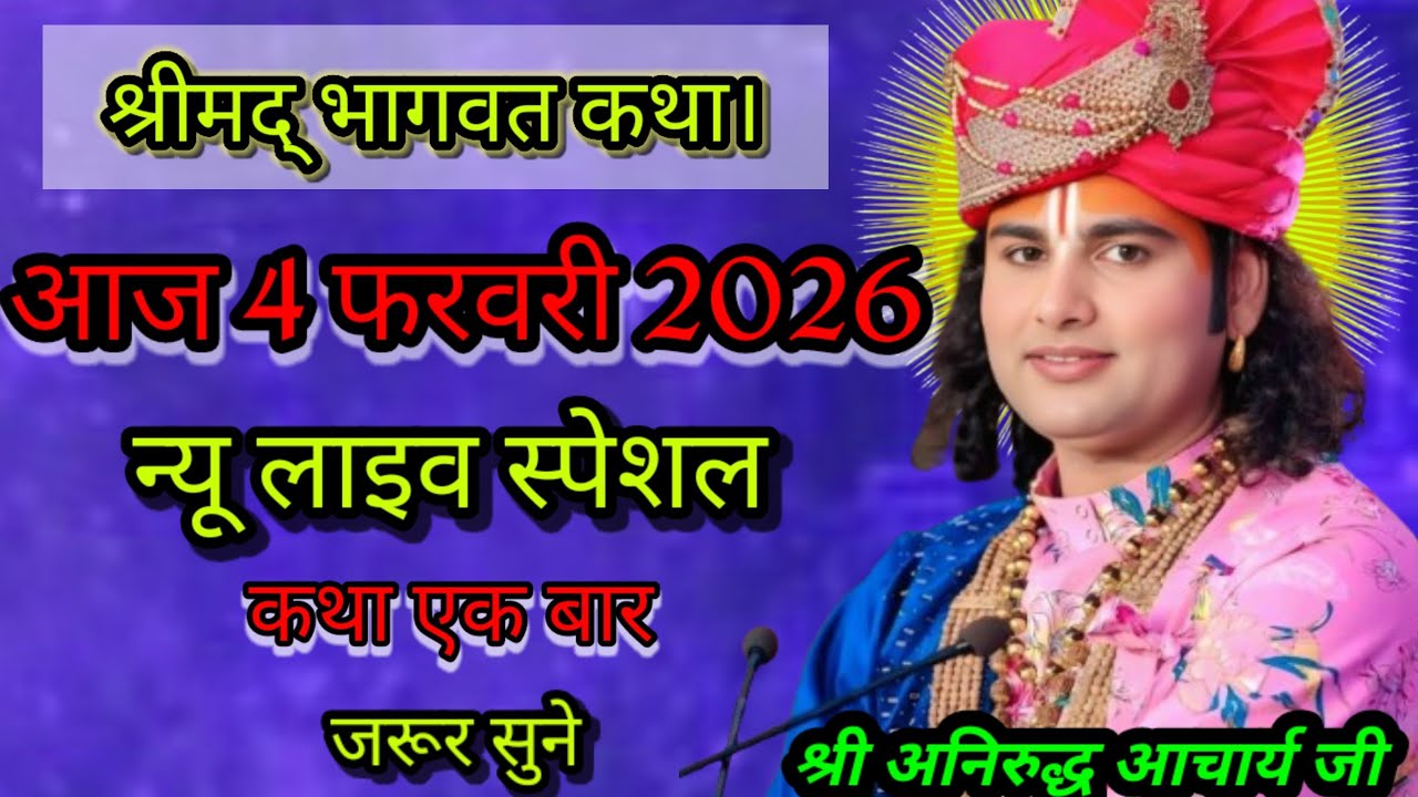 Live💥 भागवत कथा आज 4 फरवरी 2026 न्यू लाइव स्पेशल कथा एक बार जरूर सुने श्री अनिरुद्ध आचार्य जी महाराज
