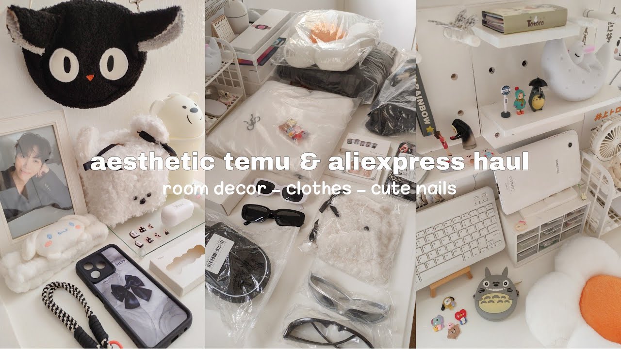 Huge Aliexpress & Temu Haul 🎀 Aesthetic Unboxing 🌷Cute Room decor, Spirited Away Nails and more