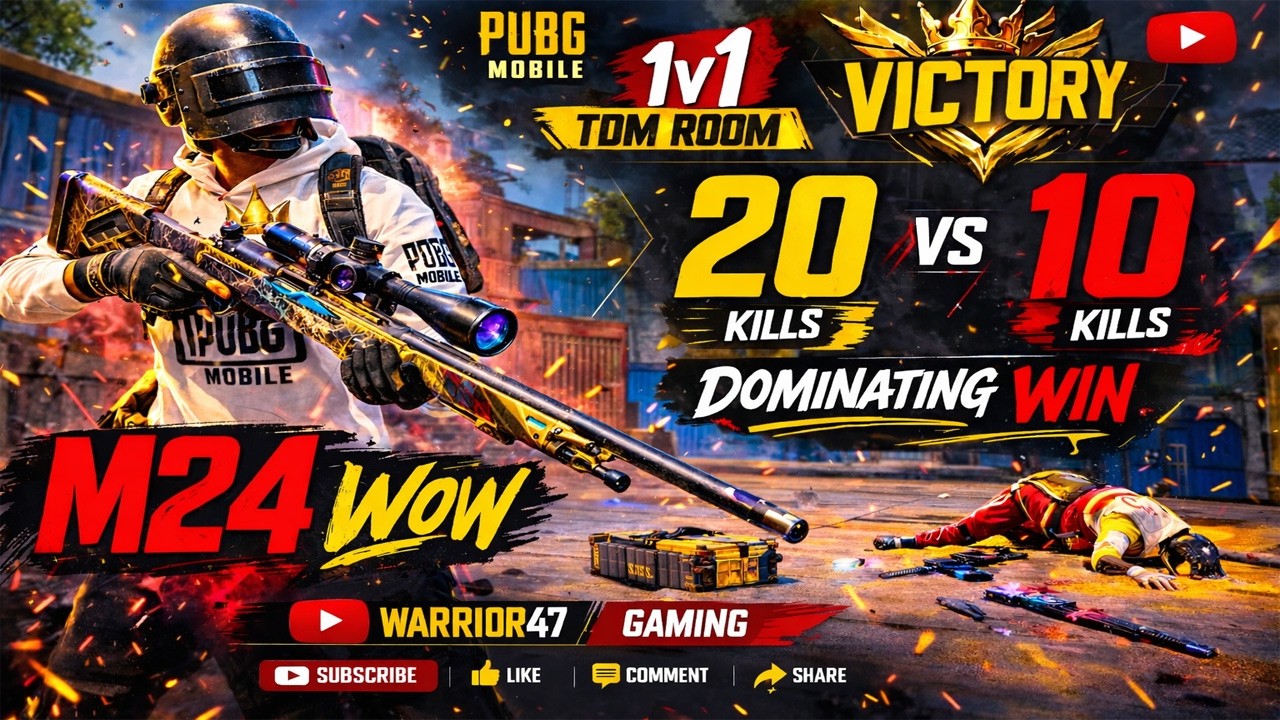 M24 WOW 1v1 TDM Room | 20 Kills Dominating Win | PUBG Mobile Pro Sniper | Warrior47 Gaming