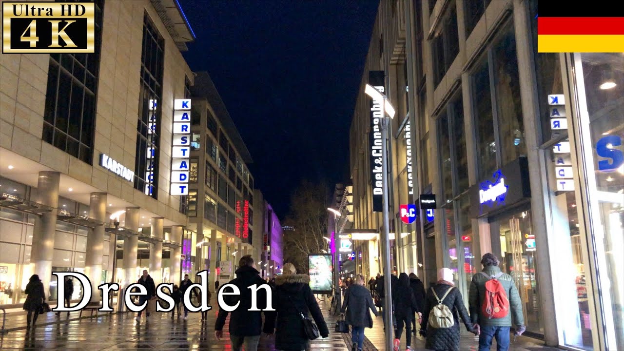 🇩🇪Dresden Night Walk - Prager Street -【4K 60fps】