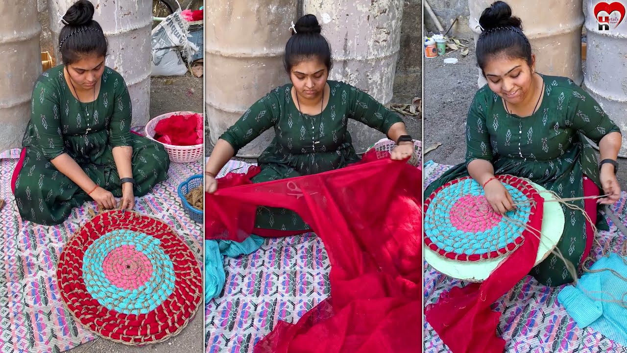 Reuse old clothes ideas - creative doormat making #diy #doormat #reuse