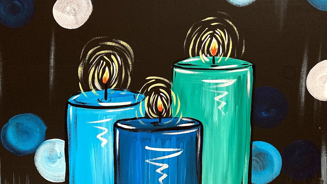 EP45- 'Holiday Lights' easy acrylic painting tutorial - Christmas, Yule painting