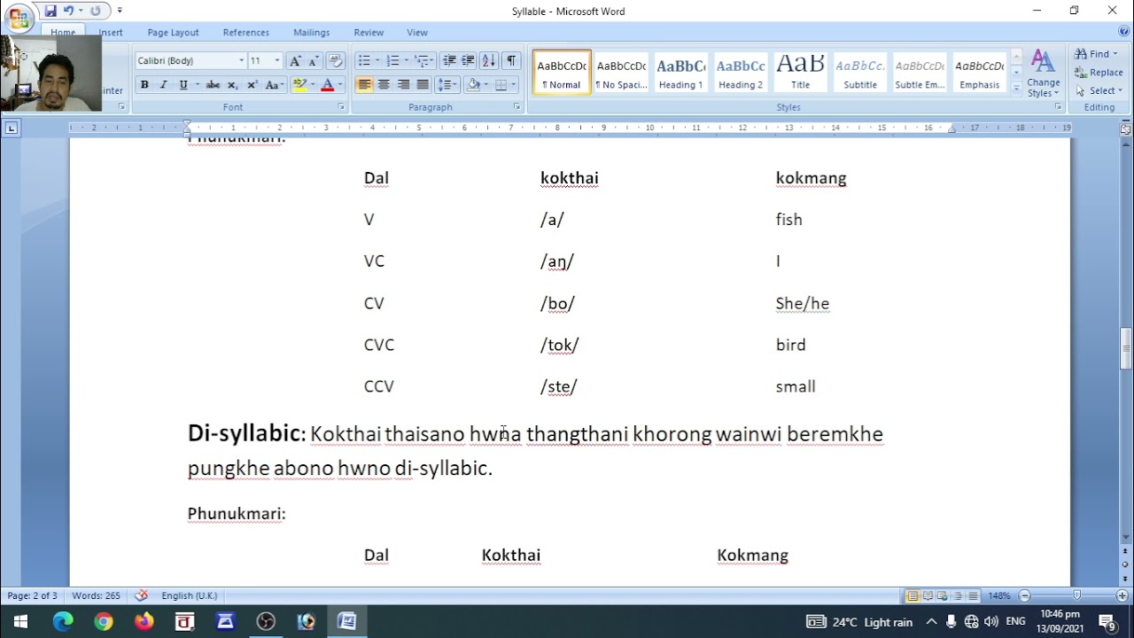 Syllable/kokthor-  lecture for Tet 2. M.A kokborok entrance. B.A 3rd sem tai STPGT kokborok