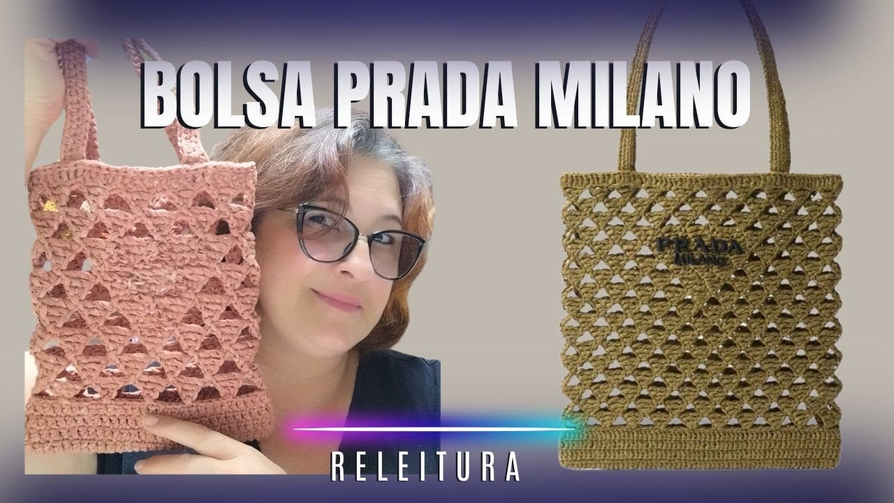 [Bolsa de Crochê]Prada Milano Triângulos !Releitura! #crochetpatterns #crocher #bolsacroche #crochet