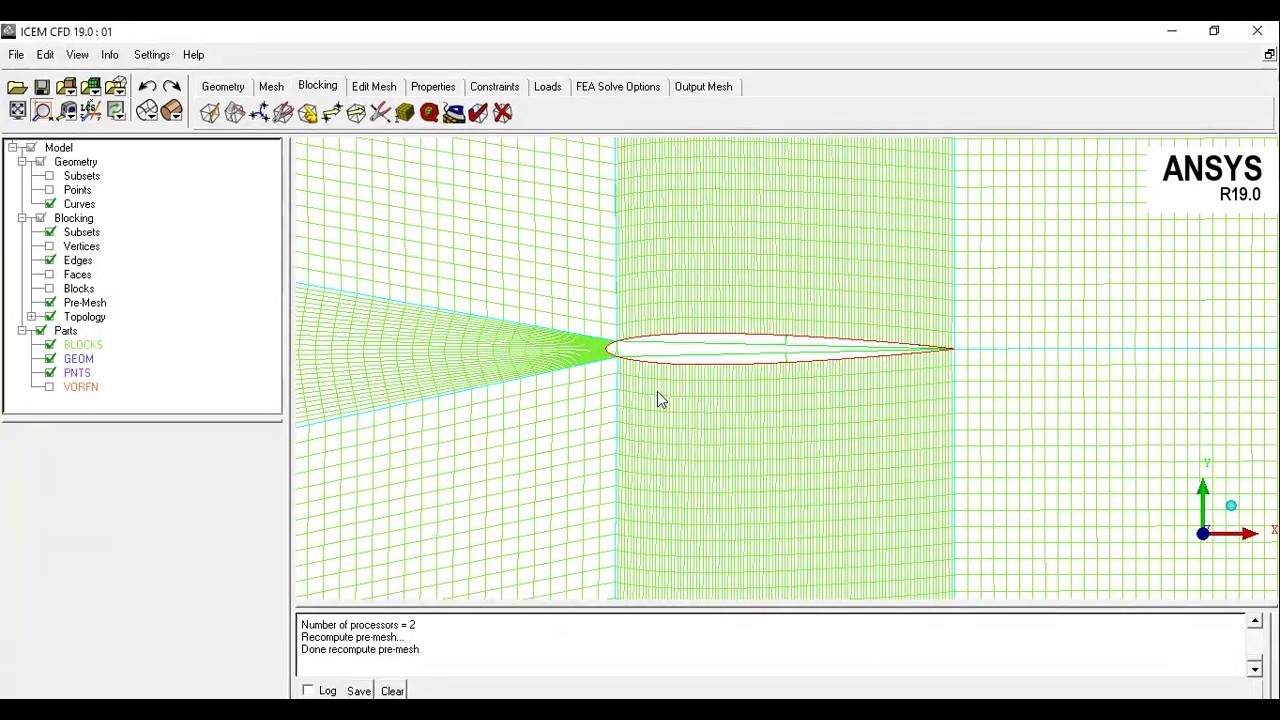 2D structure mesh for an Airfoil (rectangular domain) #ICEM