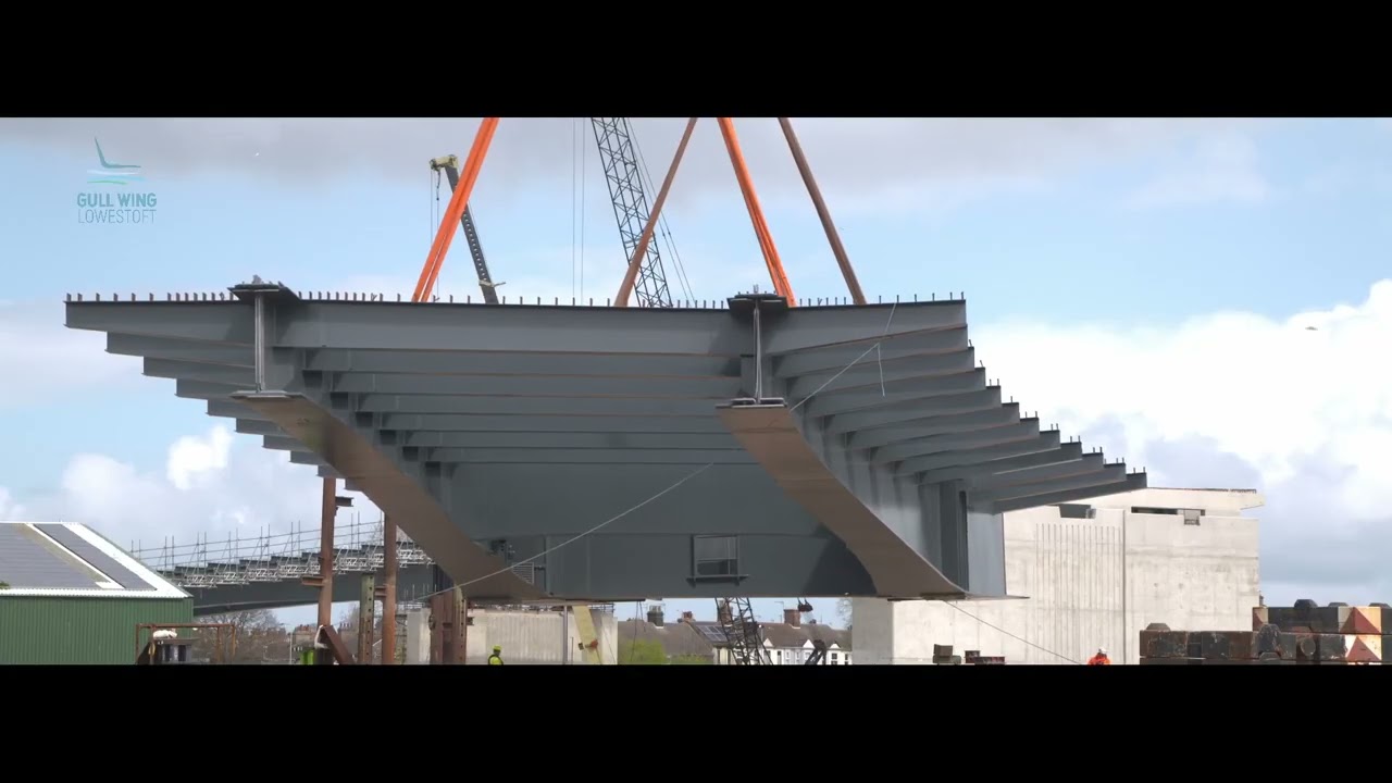 Gull Wing Bridge, South Approach Viaduct Arrival & Installation 2023