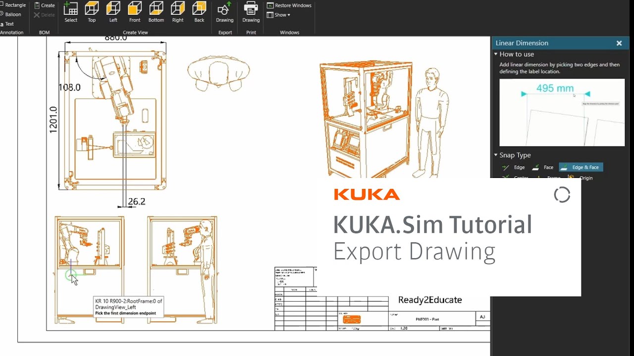 Учебное пособие по KUKA.Sim — создание чертежа, добавление размеров и экспорт