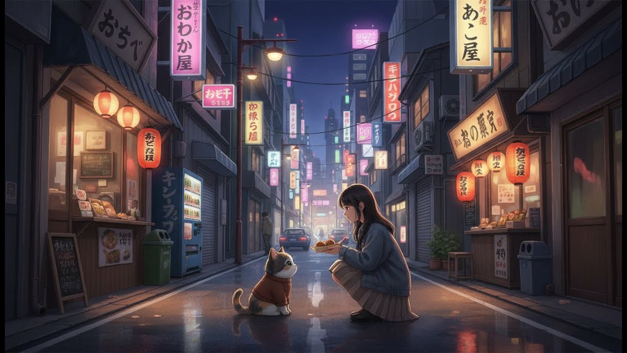 lofi for focus, working, and relaxing 🌙 wandering calico - guarding the tokyo night