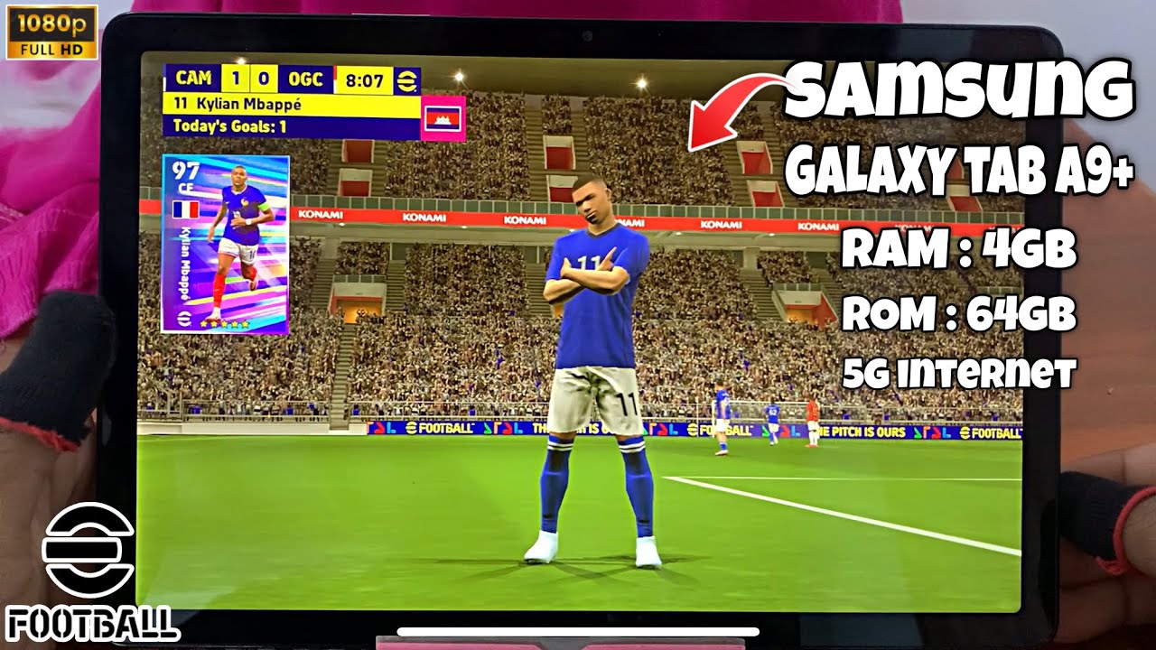 Playing efootball 2025 on Samsung Galaxy tab A9+ 5G