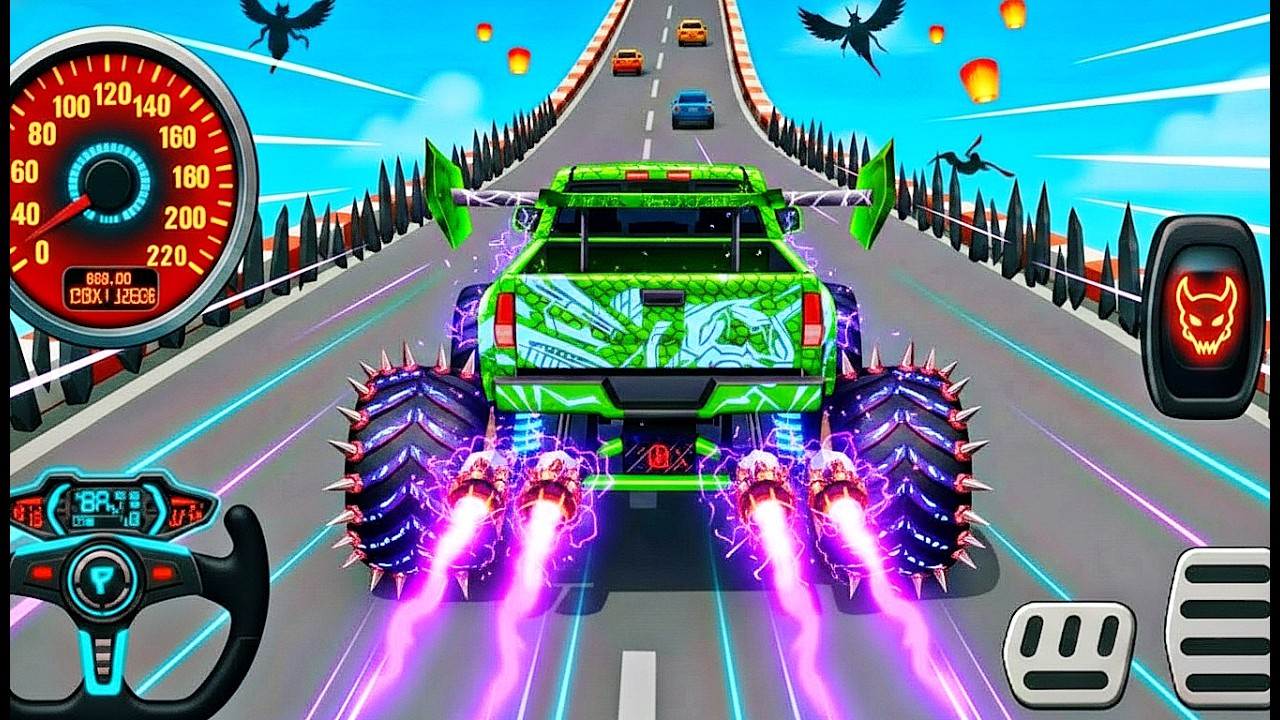 Mega Ramp Monster Car Racing 3D - Extreme Car Stunts -Android Gamepla #MegaRamp #3DGames #CarRacing