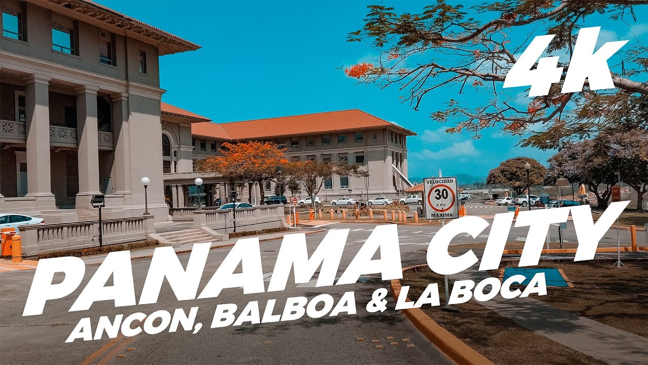 Panama City 4k.  Moto ride around Ancon, Balboa and La Boca.  Former Panama Canal Zone neighborhood.