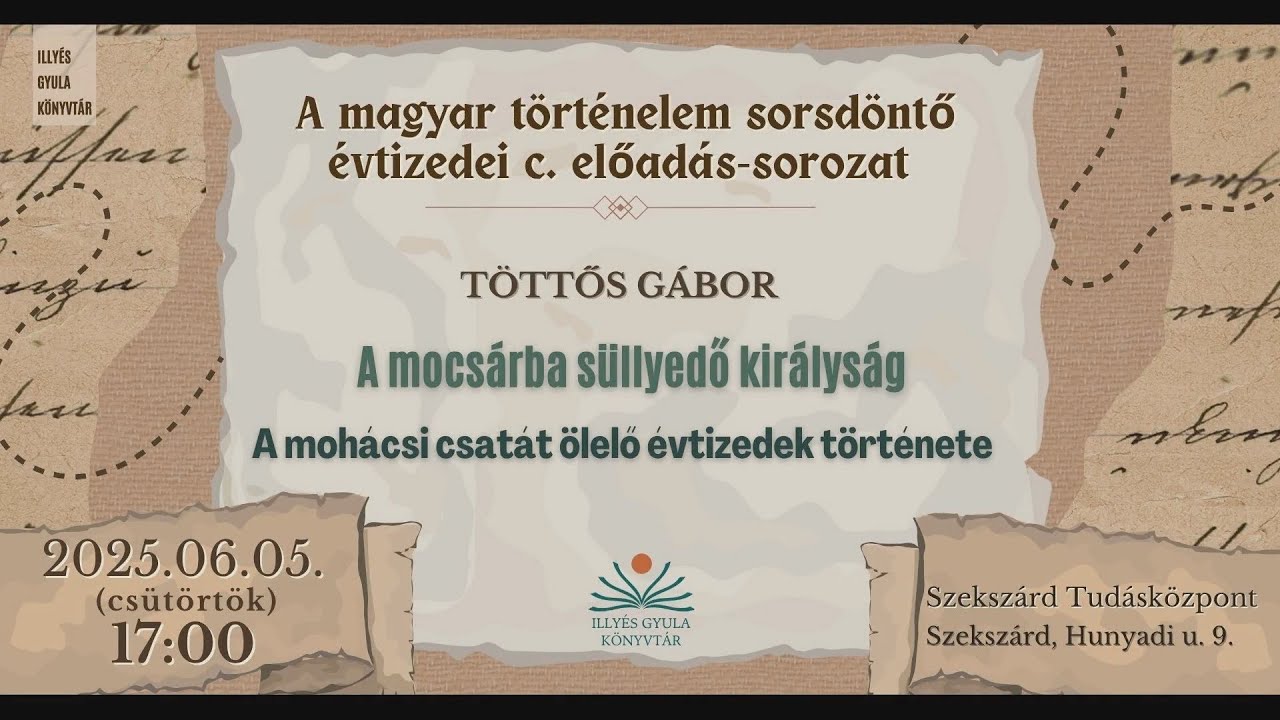 A mocsárba süllyedő királyság - A mohácsi csatát övező évtizedek története -ismeretterjesztő előadás