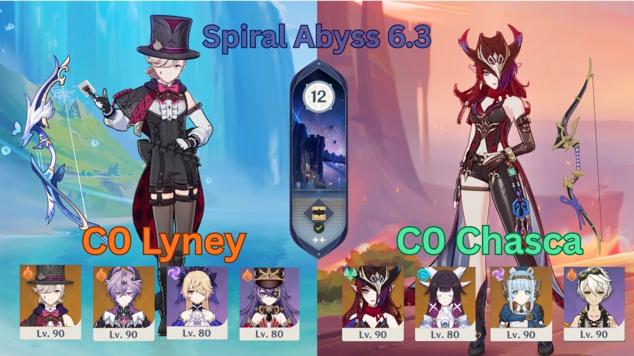 C0 Lyney Overload & C0 Chasca Lunar-Charged | Genshin Impact | Spiral Abyss 6.3 / Luna IV Floor 12