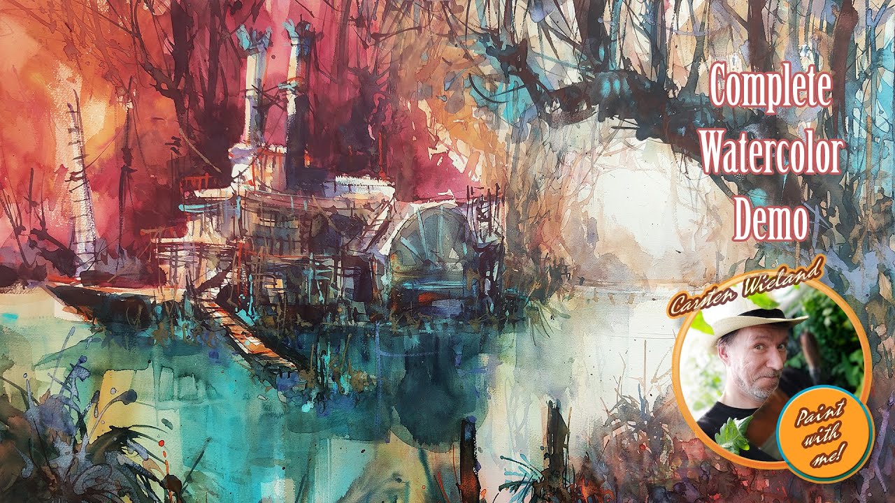 How to use complementary colors to create more drama in your watercolor - Abandoned Steamer