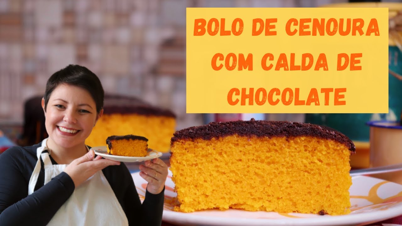 Bolo de Cenoura com calda de chocolate crocante | Priscila Piardi