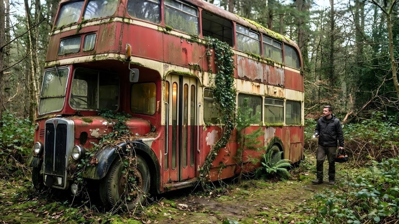 Building a Home Inside an Abandoned Double-Decker Bus (ASMR)